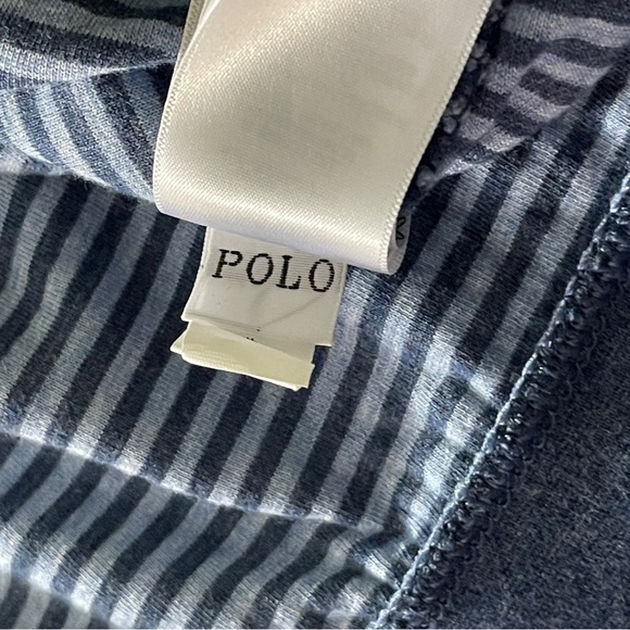 Polo Ralph Lauren Cotton 1/4 Zip Size XL Blue Stripe Pullover Blue Pony Nautical - Picture 5 of 9